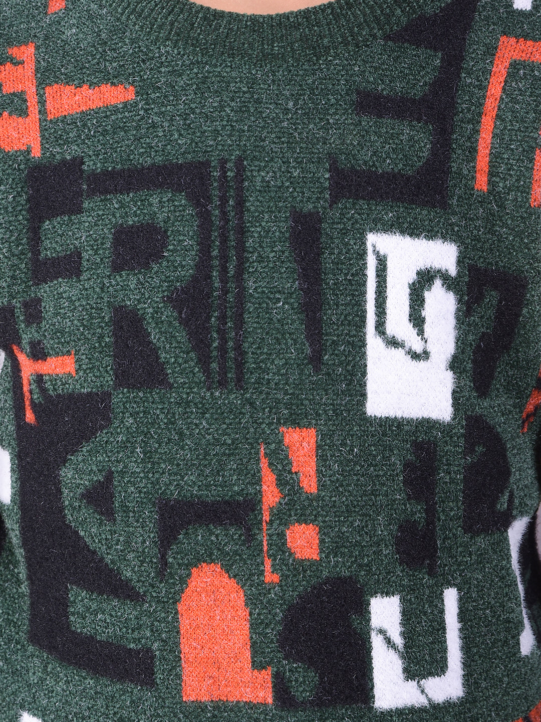 Green Typographic Print Sweater