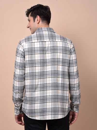 Grey Checked 100% Cotton Shirt