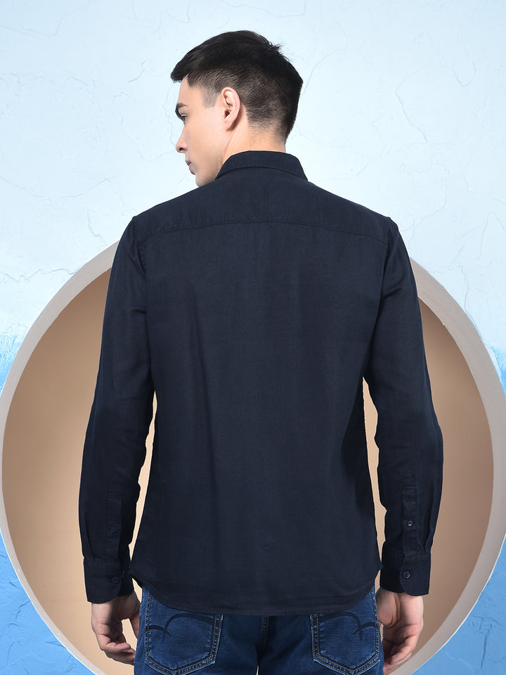 Linen Comfort Marine Blue Shirt