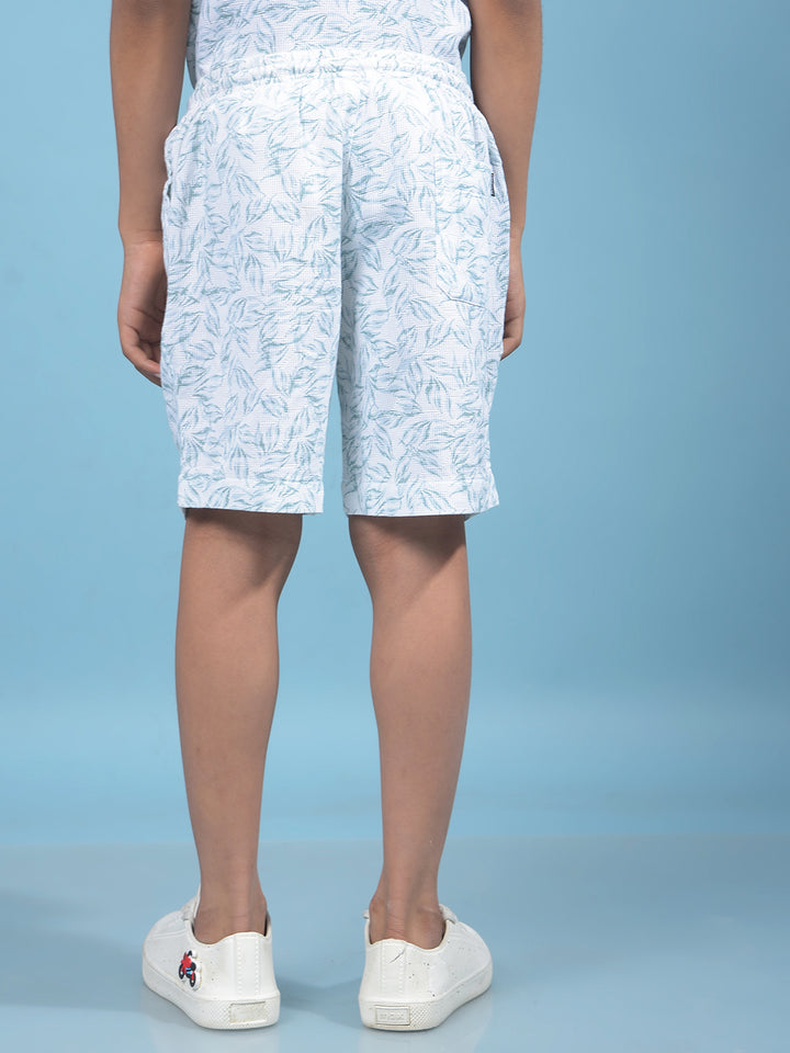 Green Floral Print Shorts