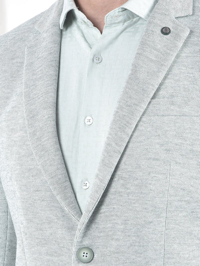 Green Notched Lapel Single-Breasted Blazer