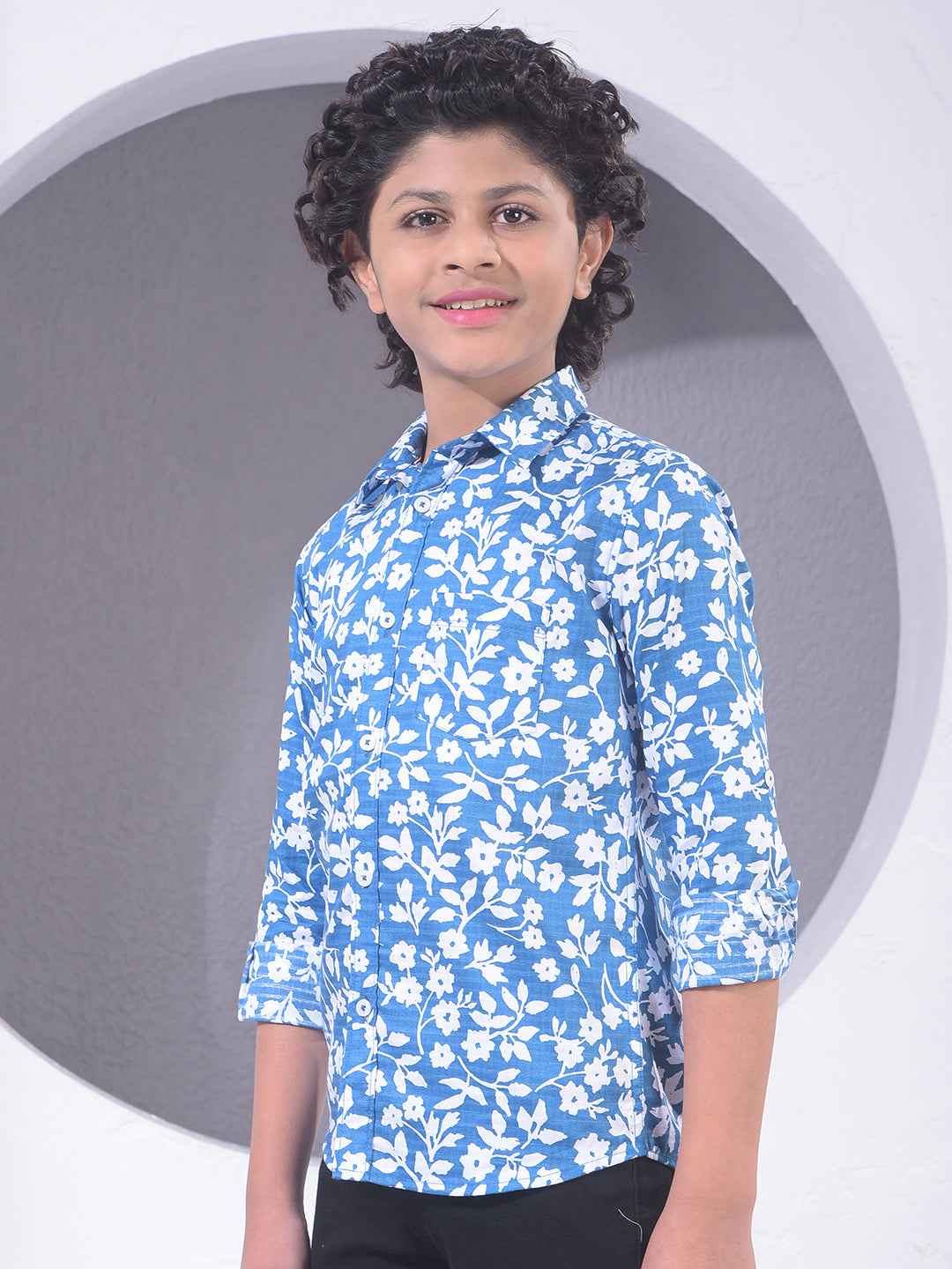 Blue Floral Print Shirt