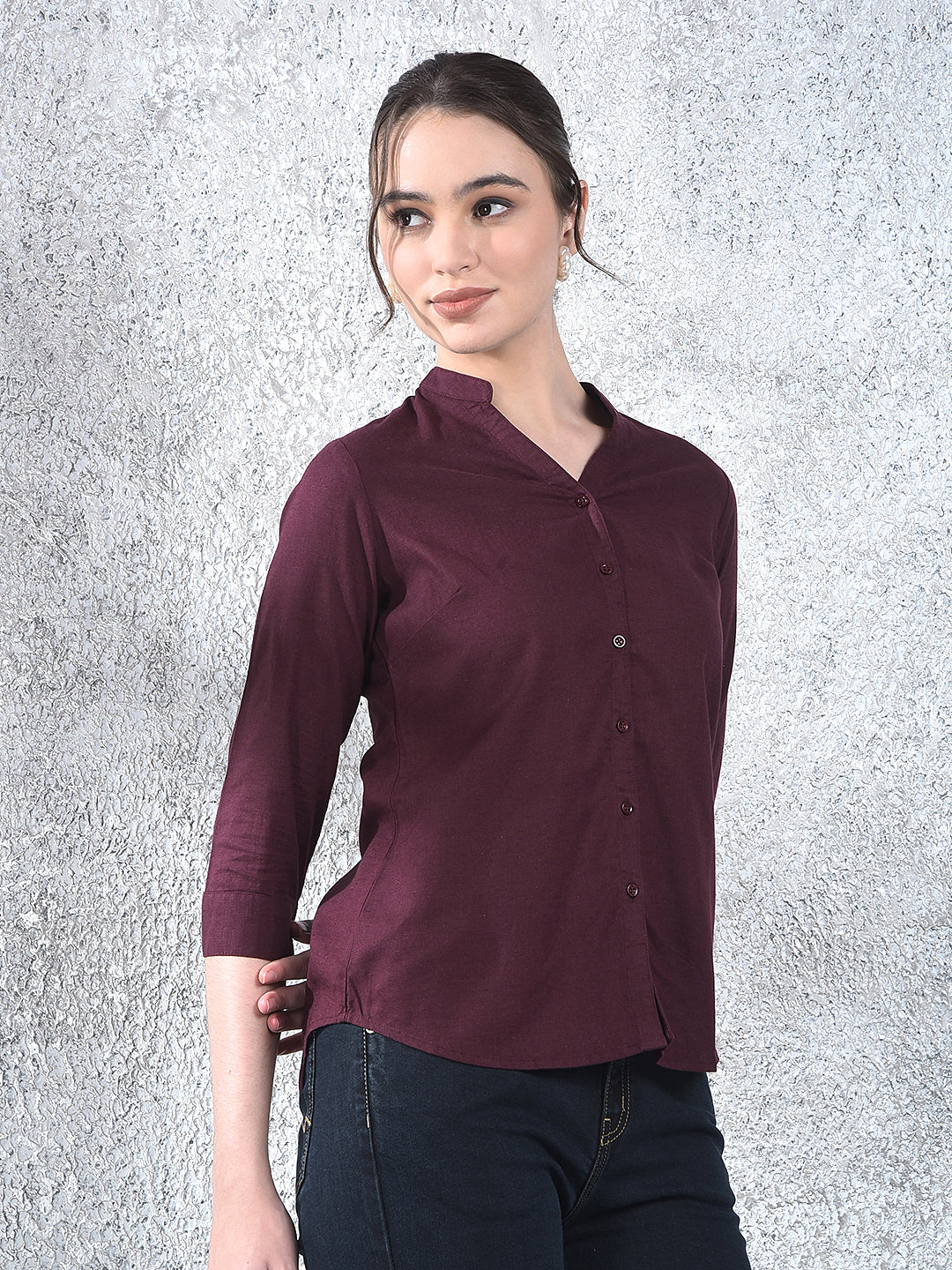Plum Allure Mandarin Shirt
