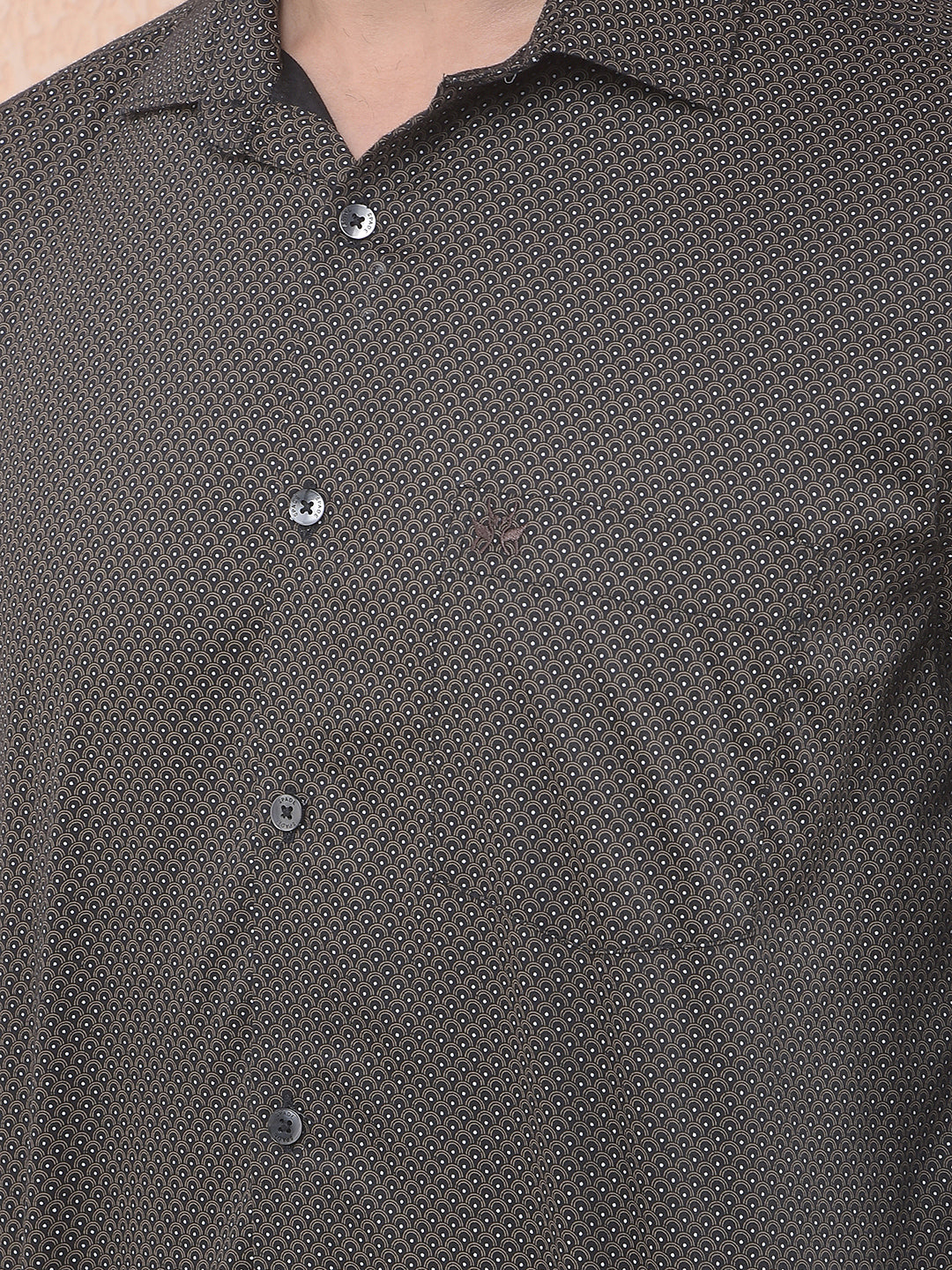Brown Contemporary Motif Shirt