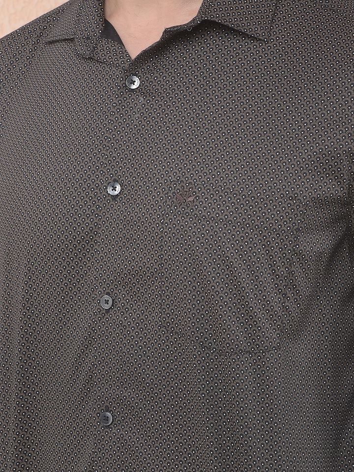 Brown Contemporary Motif Shirt