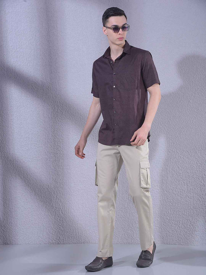 Brown Floral Print Modal Shirt