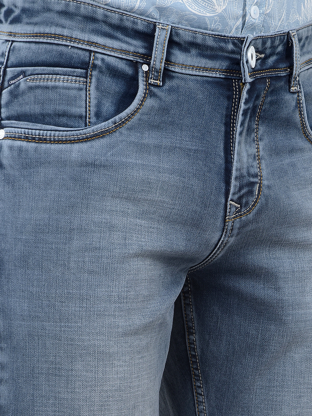 Blue Easy-Wear Straight Jeans