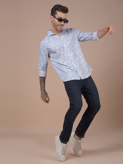 Blue Floral Print Shirt