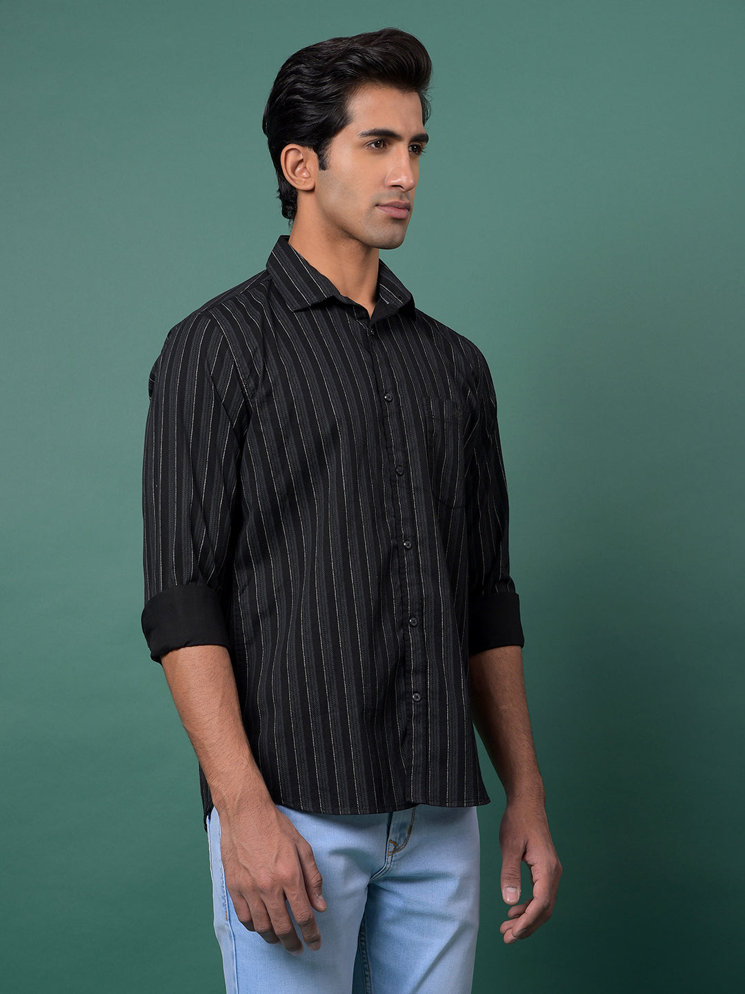 Black Vertical Stripes Shirt-Men Shirts-Crimsoune Club