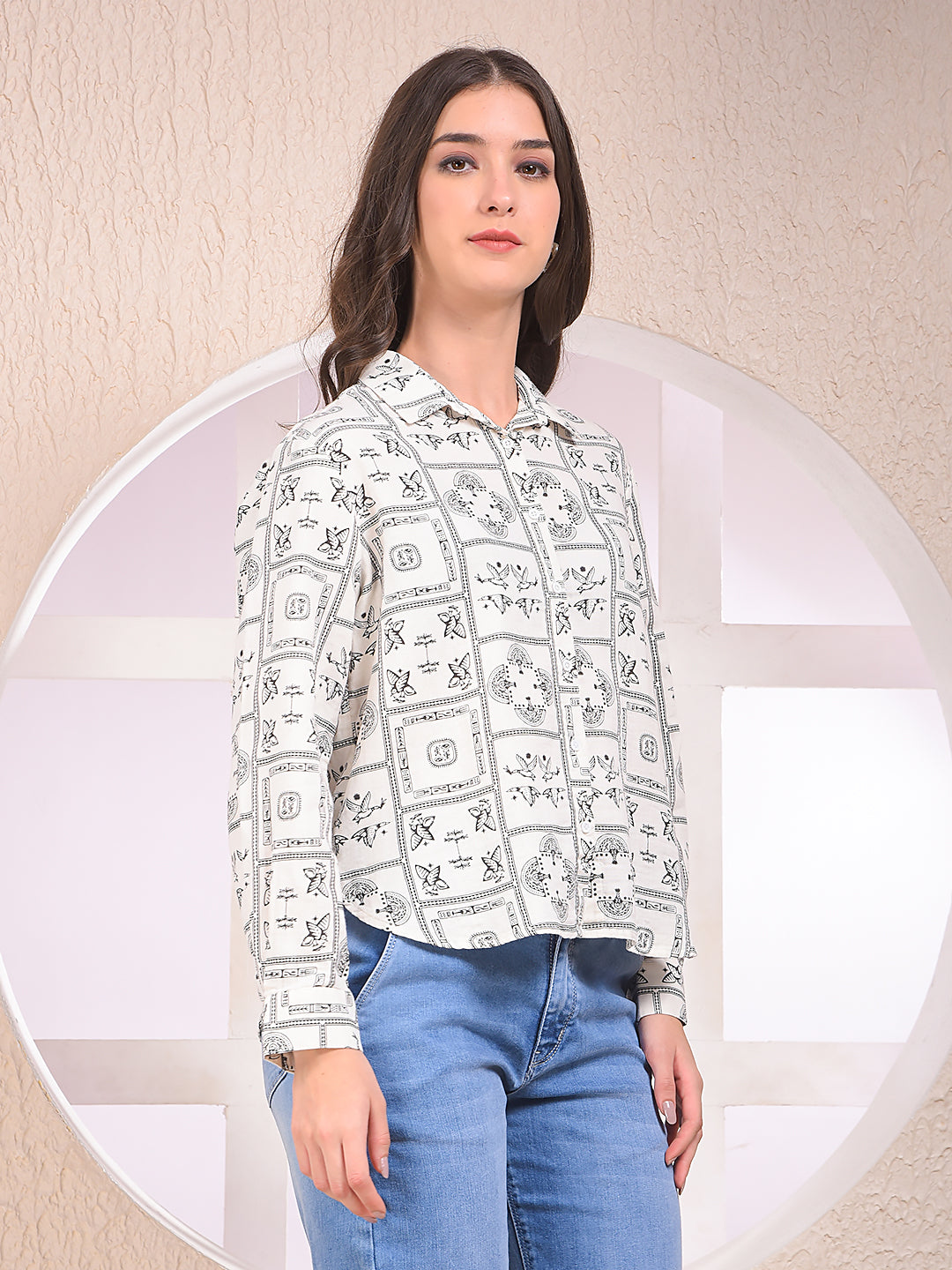 Black Printed 100% Cotton Shirt