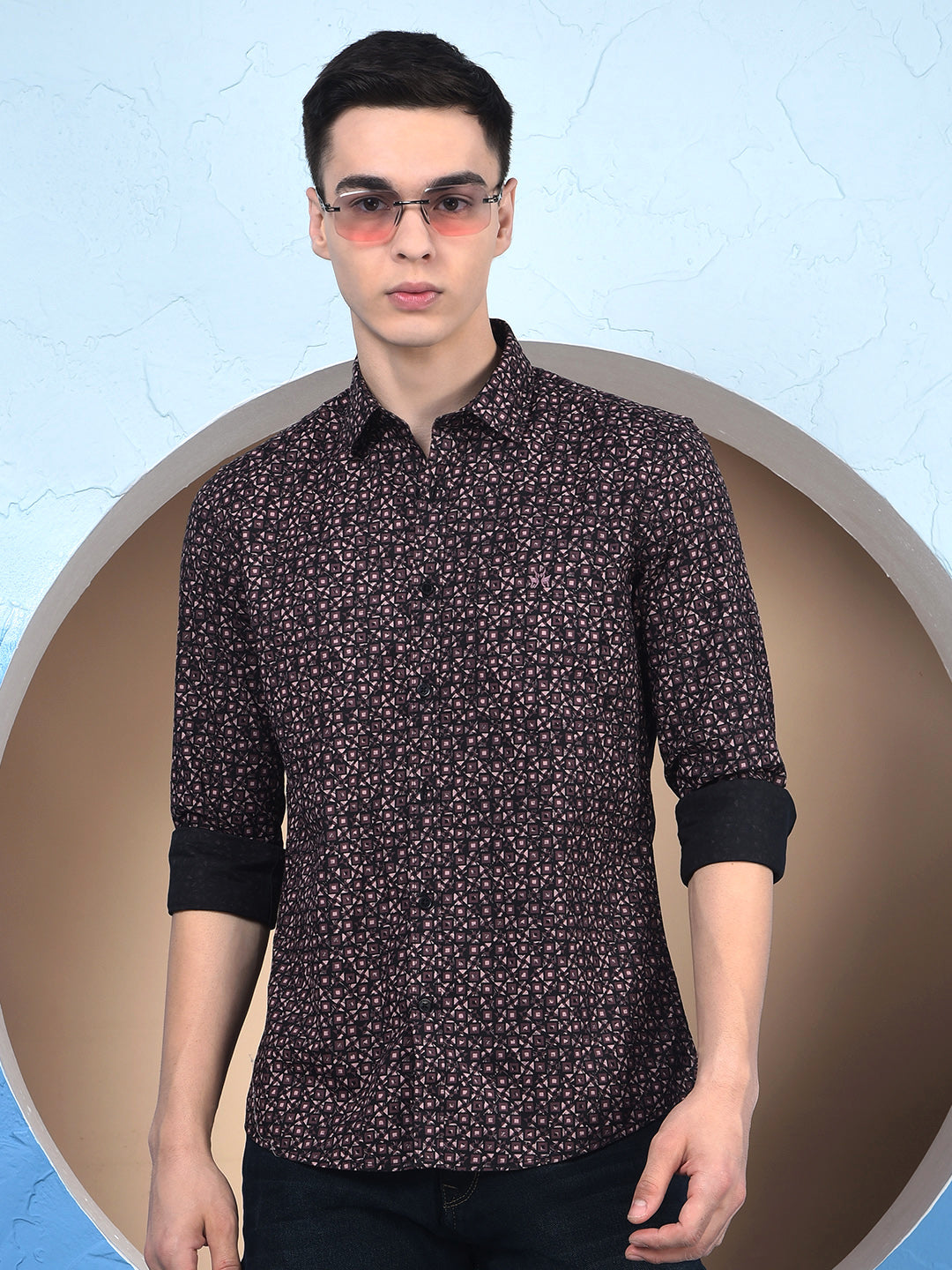 Purple Abstract Print 100% Cotton Shirt