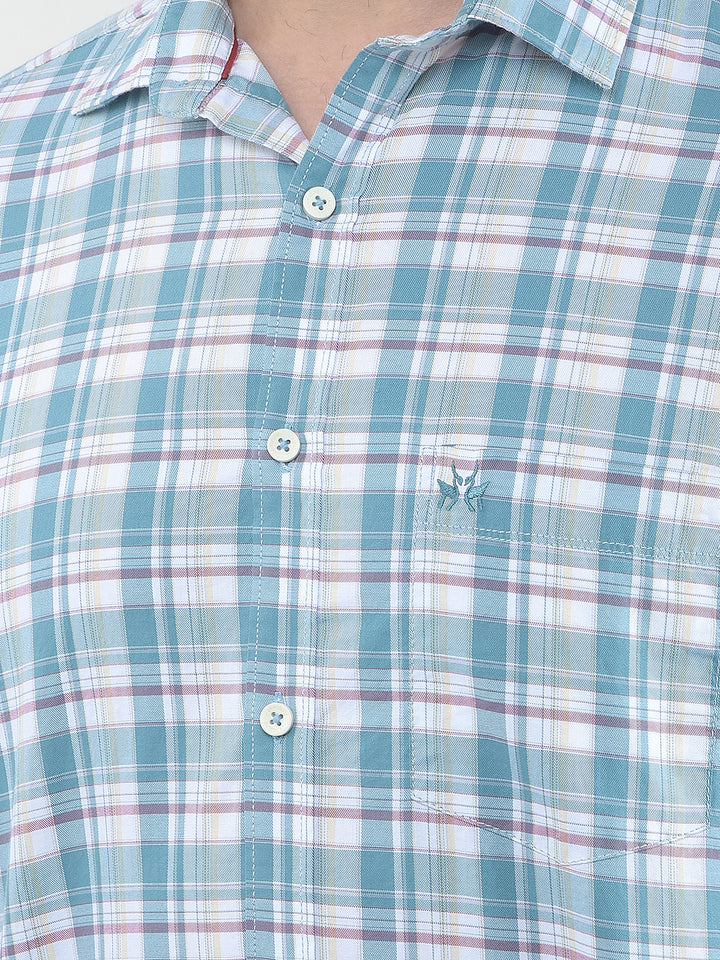 Blue Checked 100% Cotton Shirt