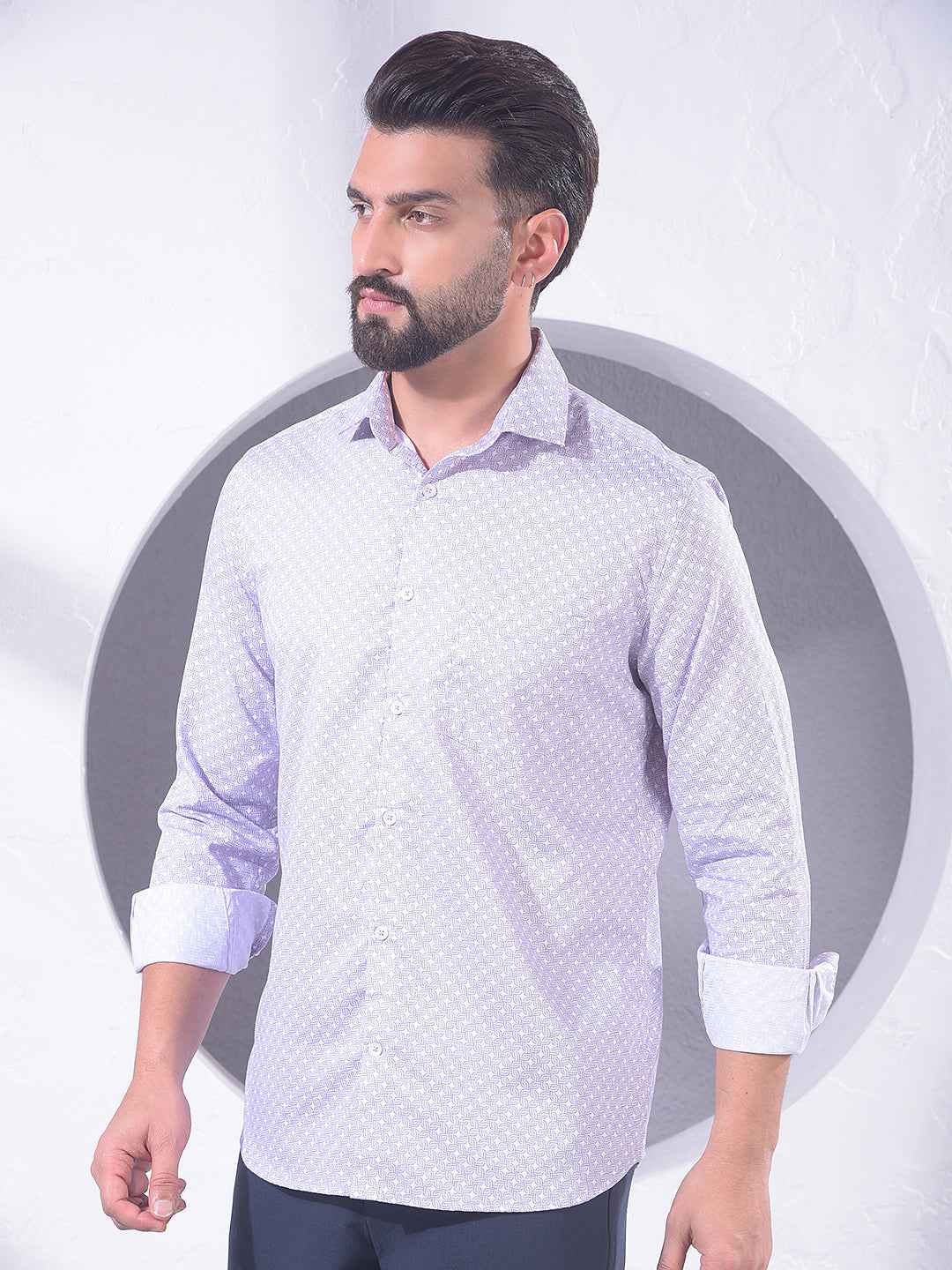 Purple Printed 100% Cotton Shirt