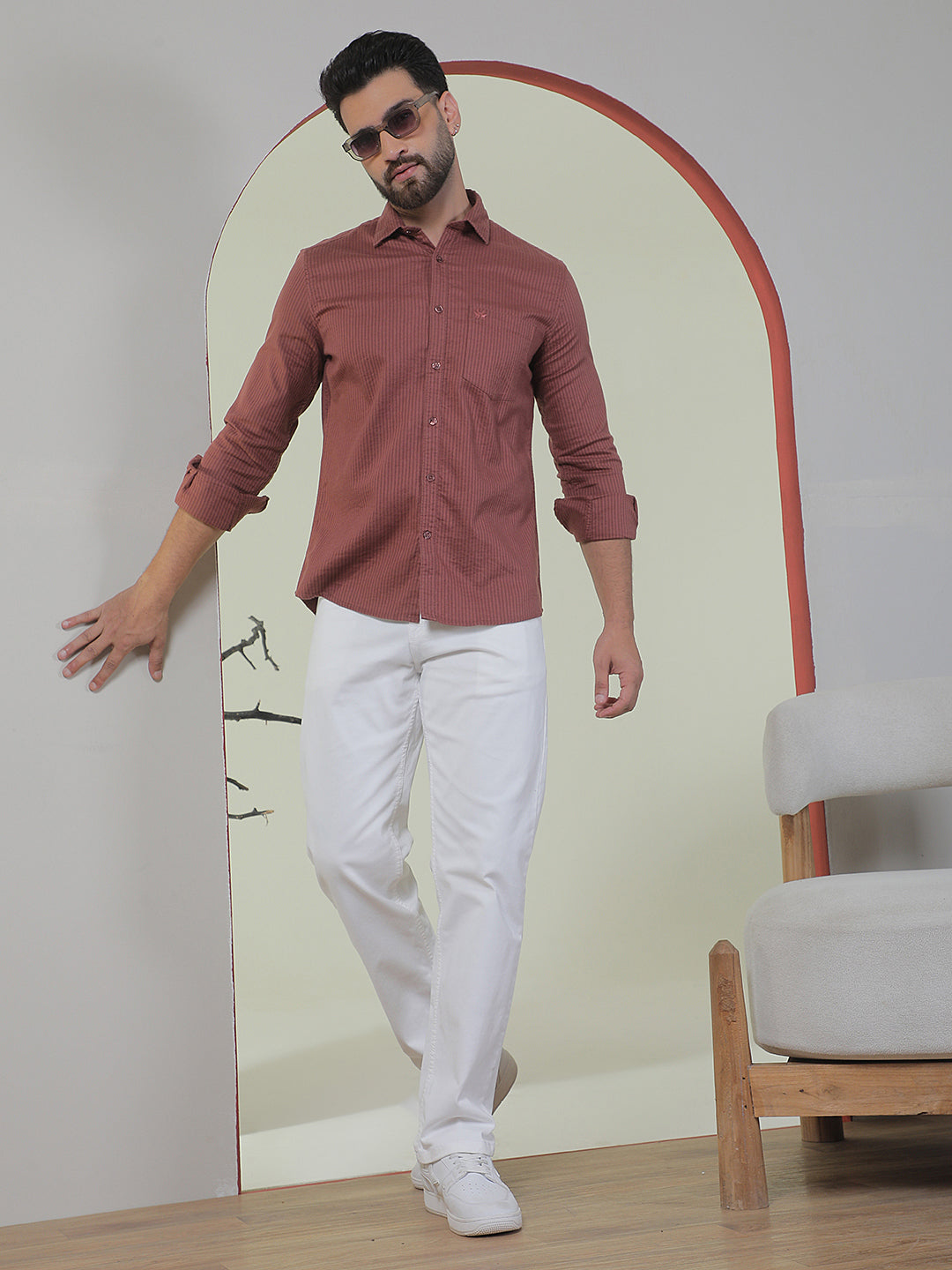 Hazelwood Brown Striped Shirt