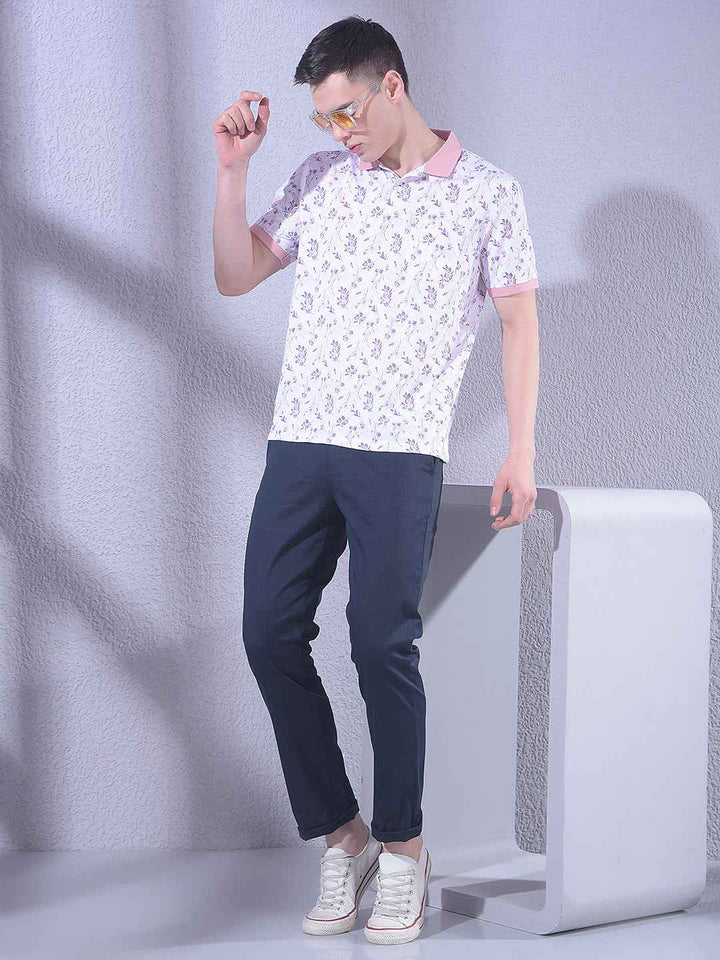 Navy Blue Checked Trousers