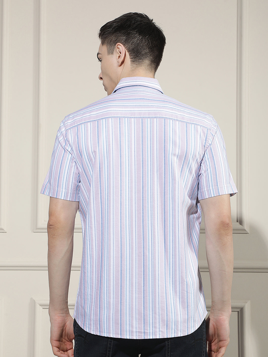 Pink Vertical Striped 100% Cotton Shirt
