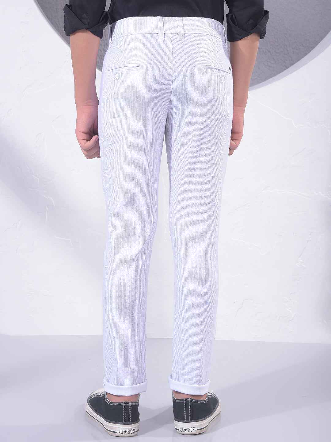 White Vertical Stripes Trousers