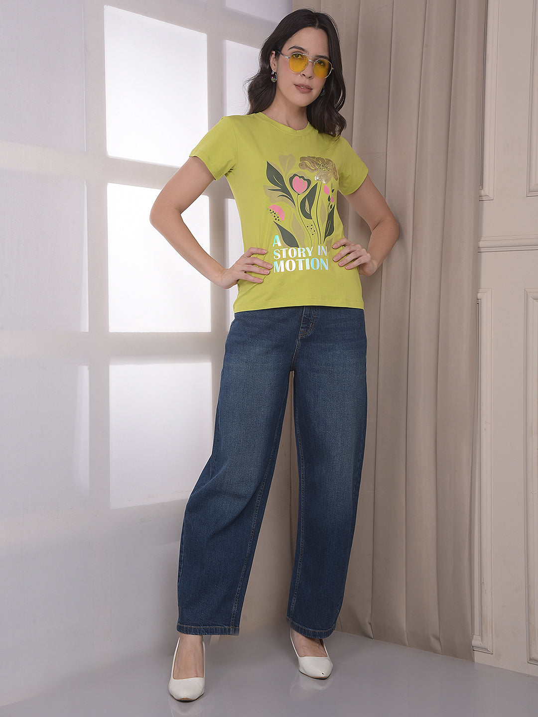Green Floral Print T-Shirt
