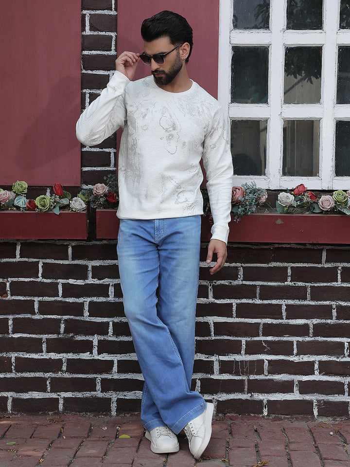 Relaxed White Printed Sweatshirt