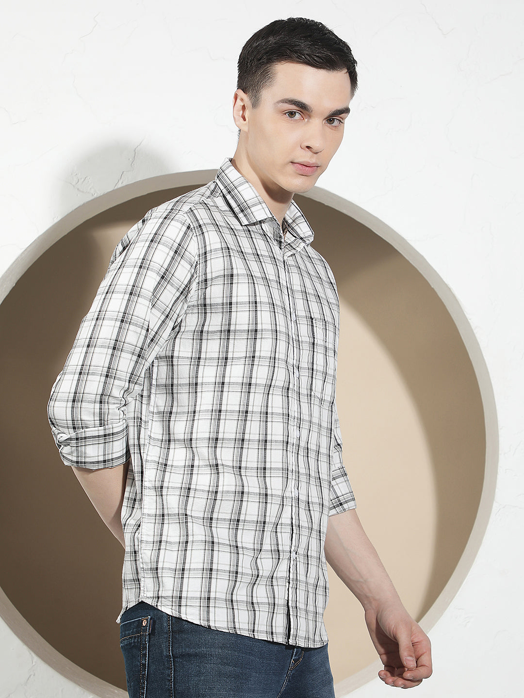 White Checked 100% Cotton Shirt
