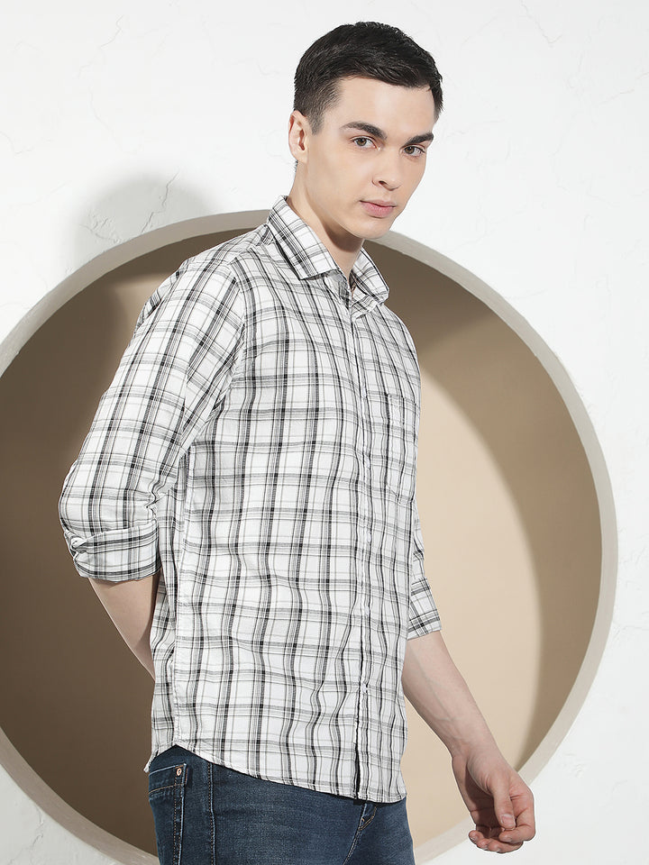 White Checked 100% Cotton Shirt
