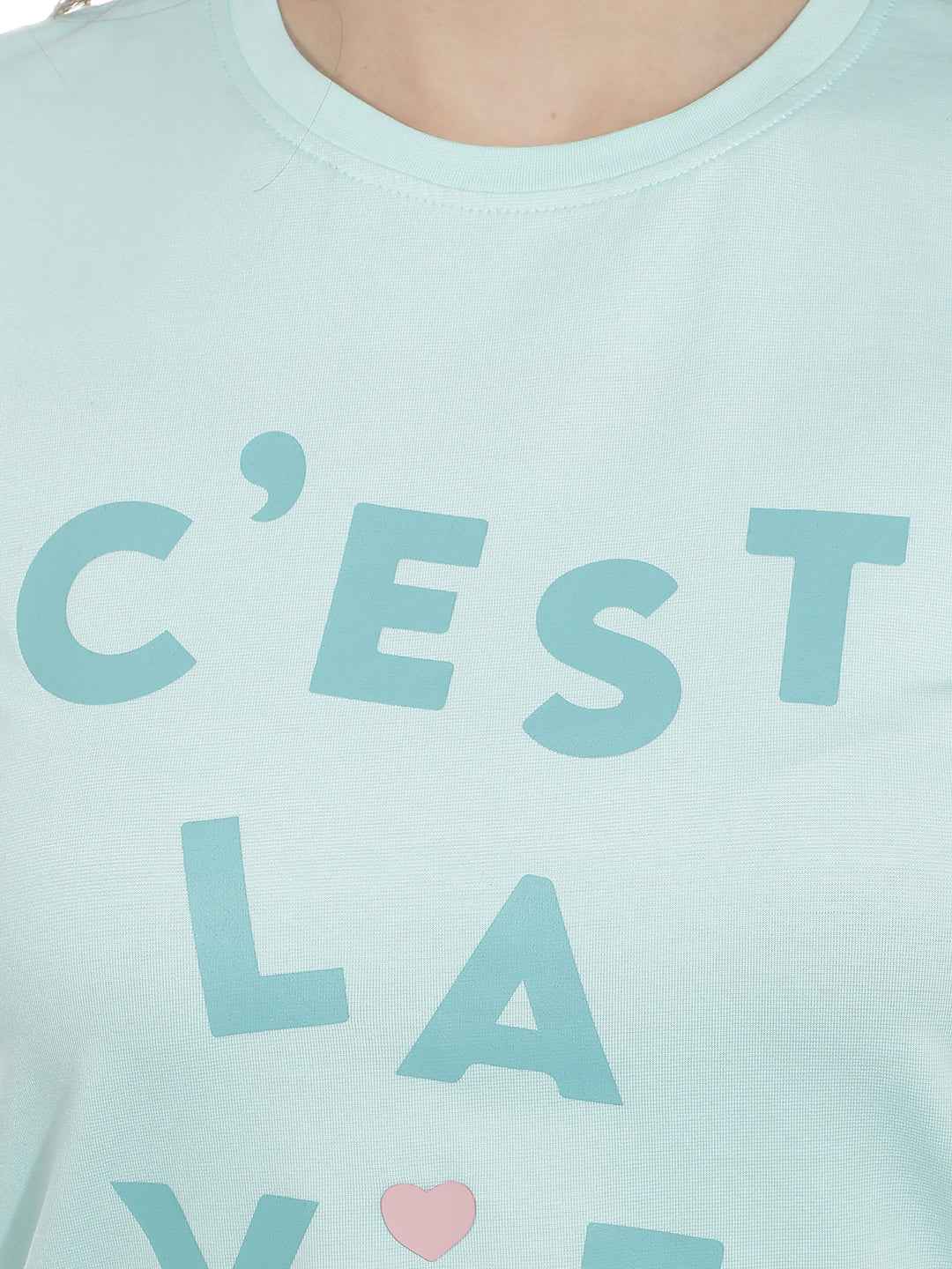 Green Typographic Printed T-Shirt