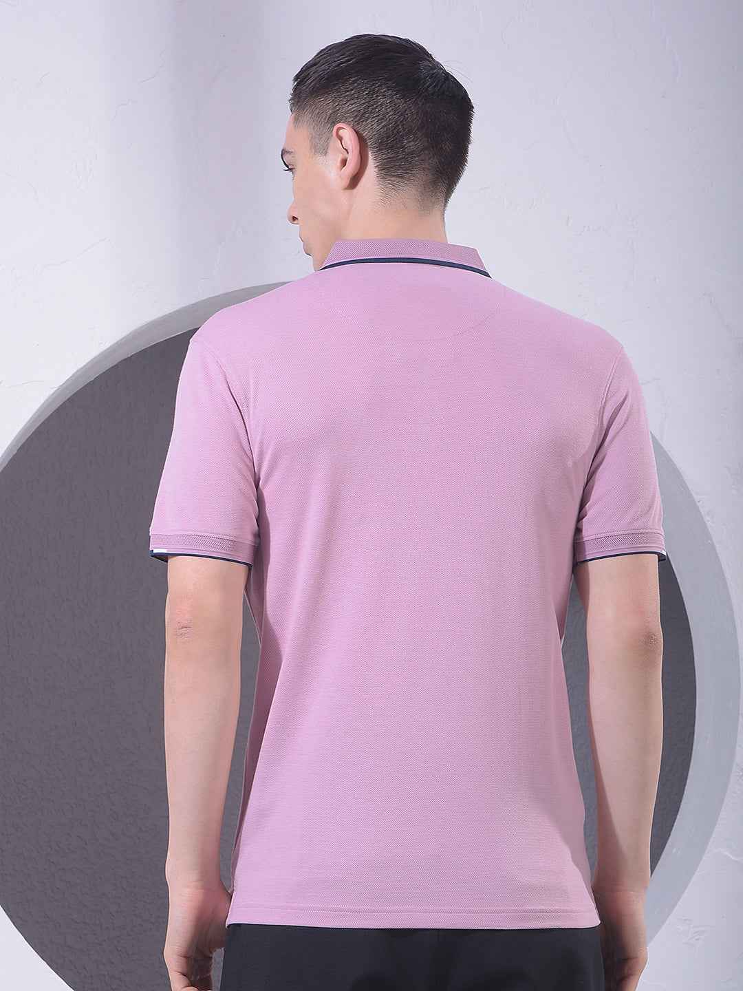 Pink Polo Neck T-Shirt