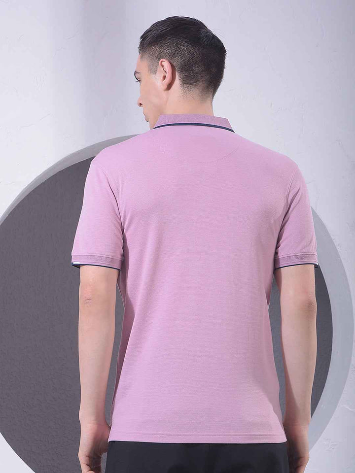 Pink Polo Neck T-Shirt