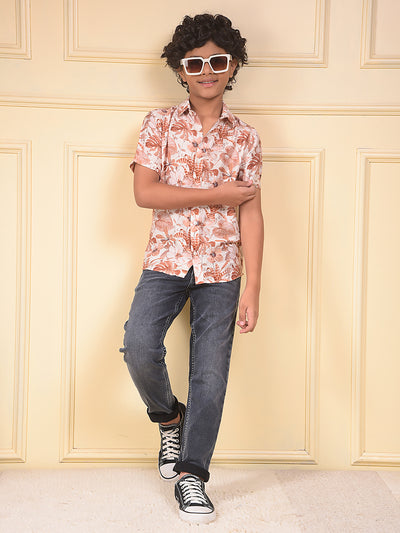 Brown Floral Print Shirt