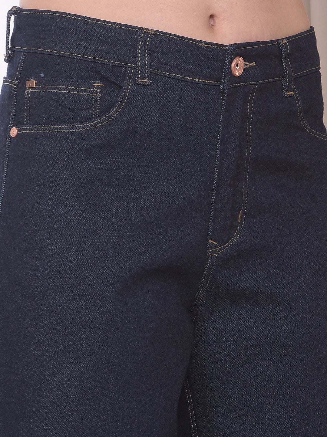 Navy Blue Wide Leg Jeans