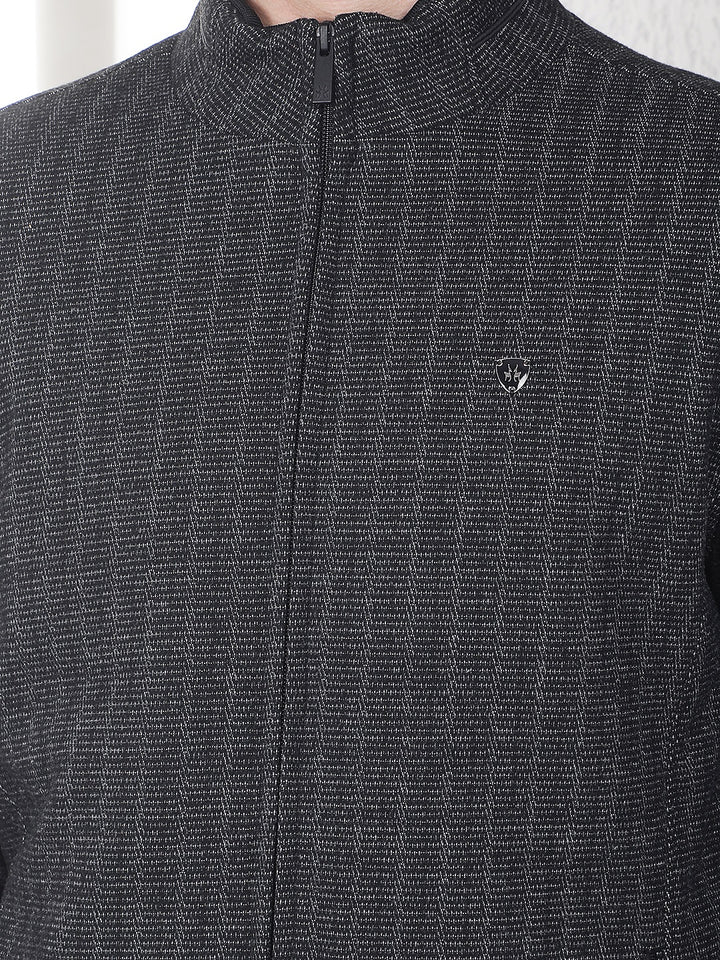 Refined Shadow Black Bomber Jacket