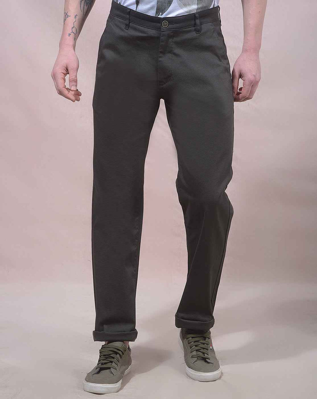 Versatile Olive Straight Chino Trousers