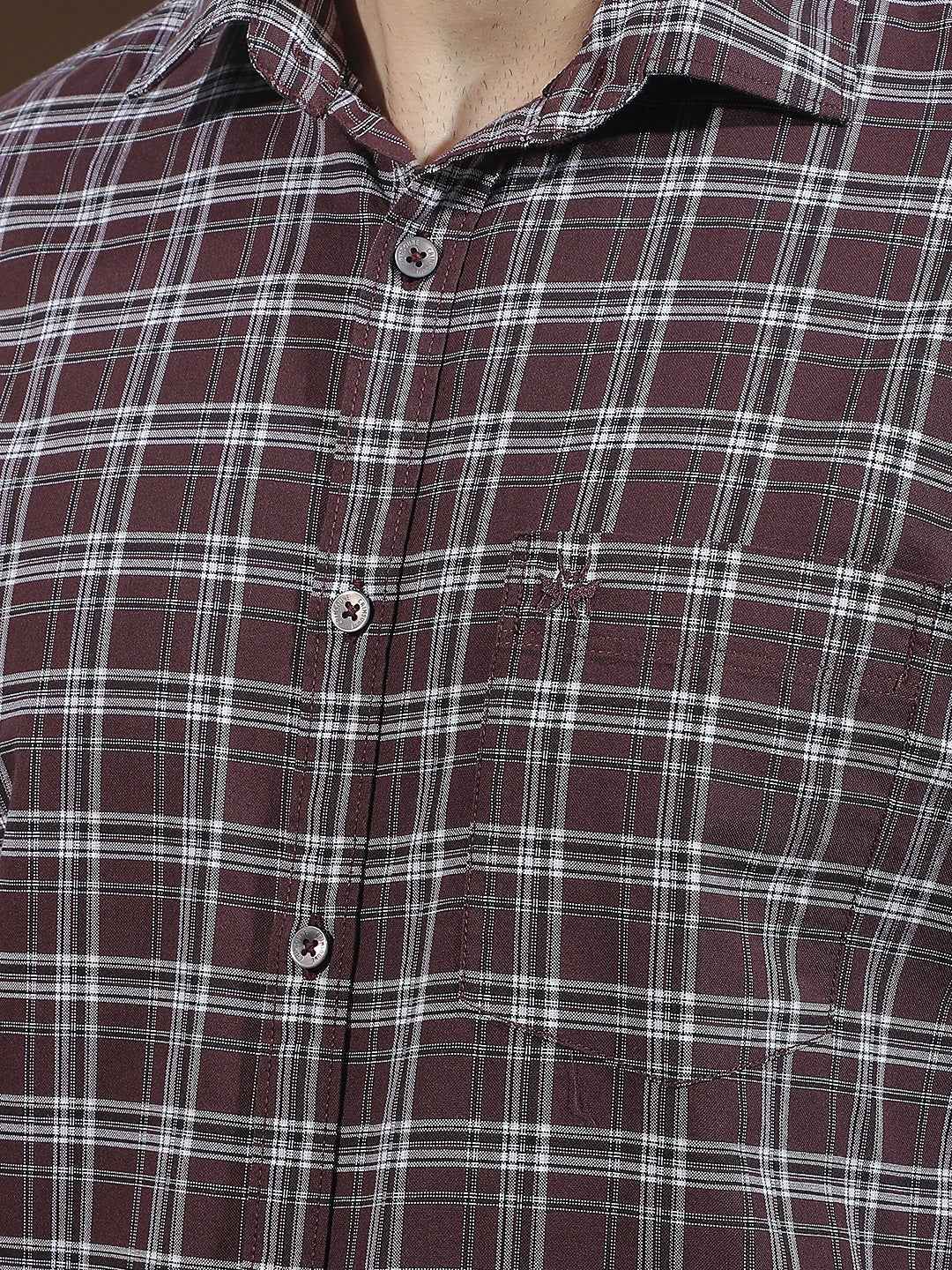 100% Cotton Wine Checked Shirt