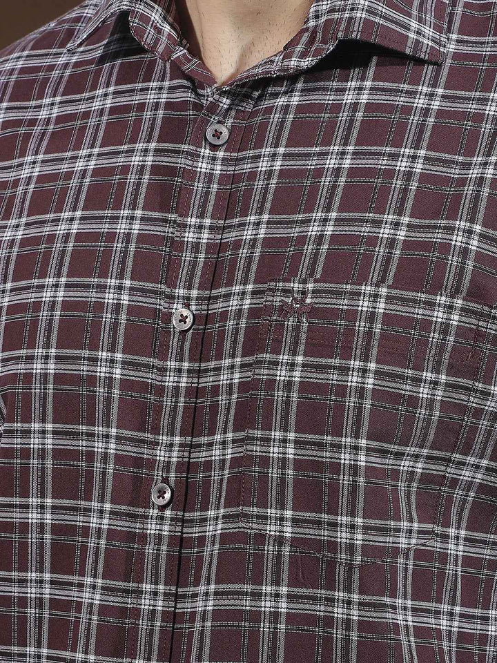 100% Cotton Wine Checked Shirt