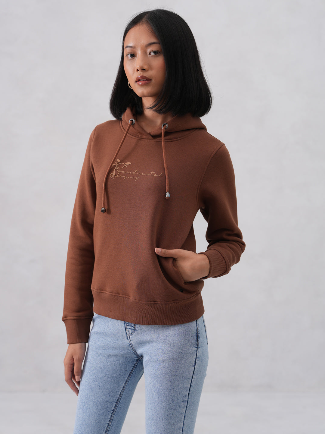 Brown Hooded Neck Sweatshirt