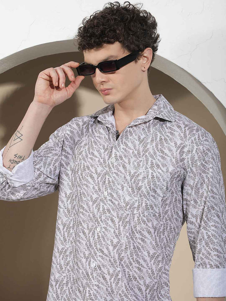 Grey Floral Print Shirt