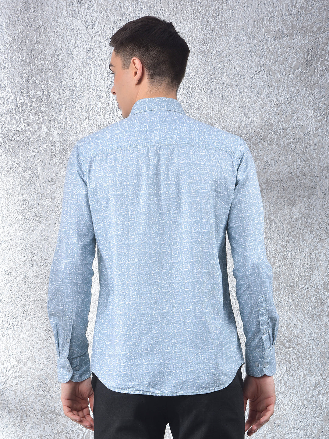 Blue Printed 100% Cotton Shirt-Men Shirts-Crimsoune Club