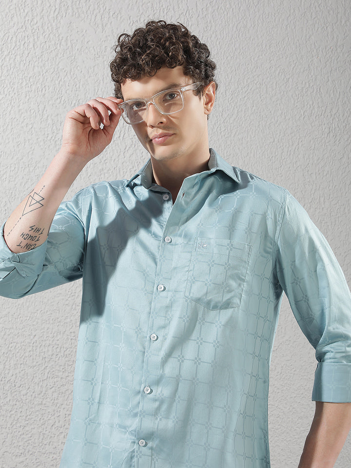 Blue Modern Printed Casual Shirt