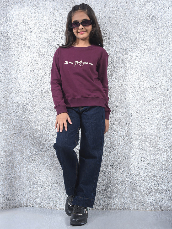 Wine Graphic Print Oversize Knitted Sweatshirt