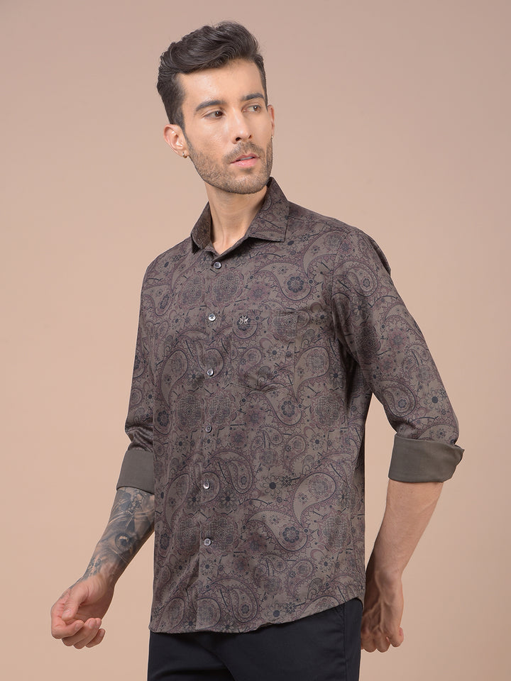 Brown Floral Print Shirt