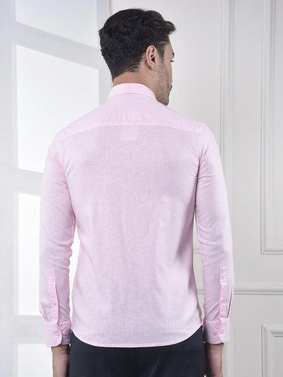 Pink Linen Blend Casual Shirt