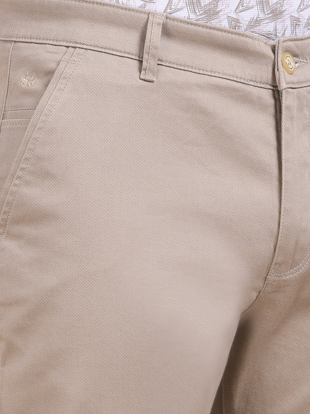 Beige Printed Trousers