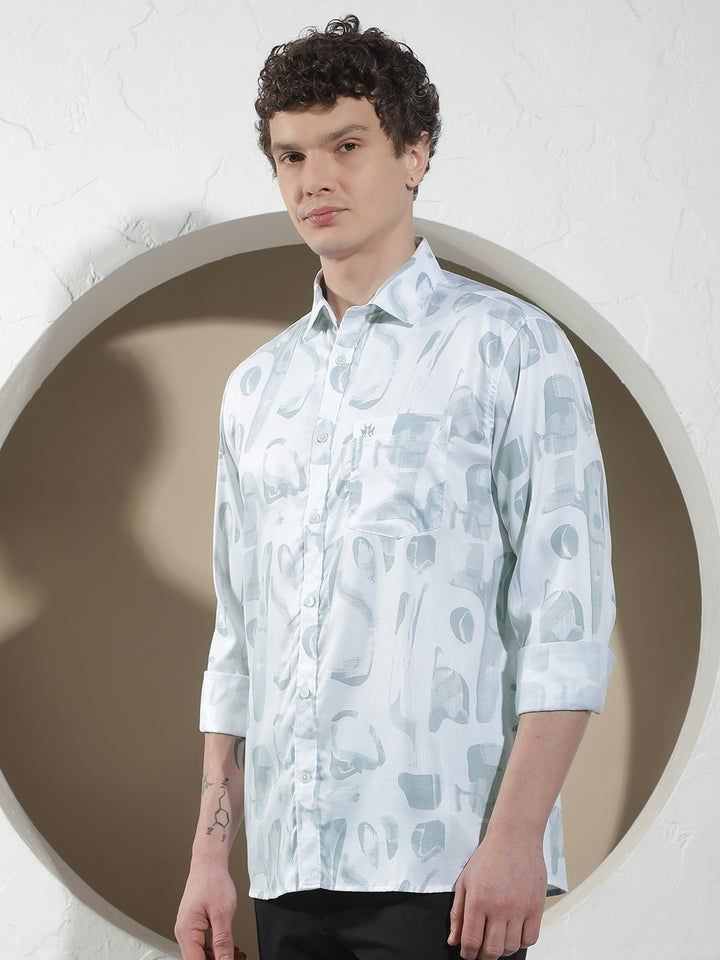 Mist Grey Printed Shirt