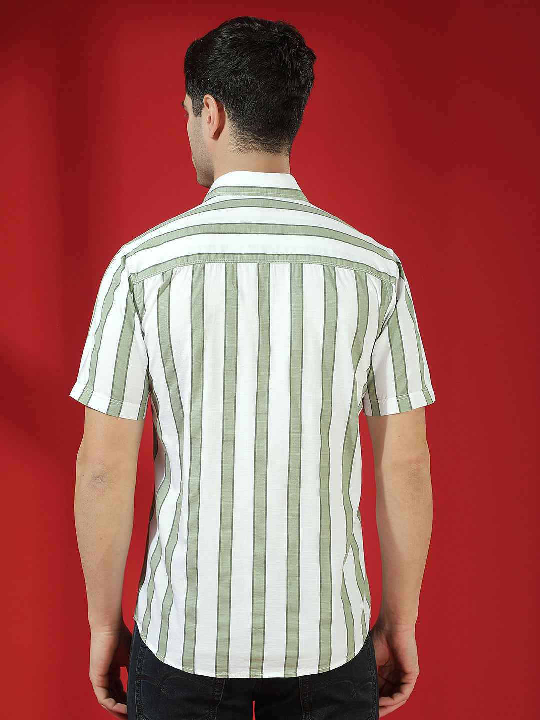 Green Vertical Stripes Shirt