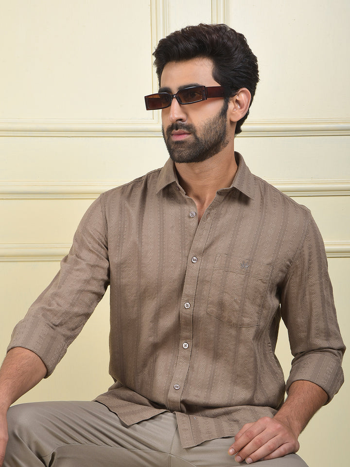 Grey Vertical Stripes 100% Cotton Shirt