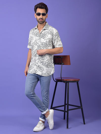Grey Floral Print Shirt