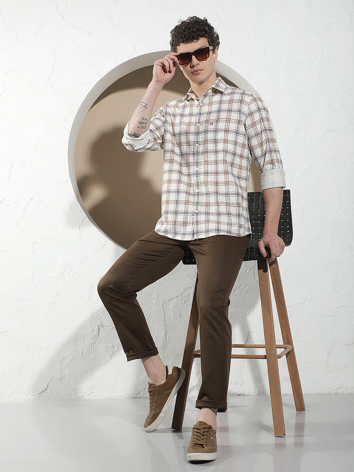 Multi-Color Checked 100% Cotton Corduroy Shirt