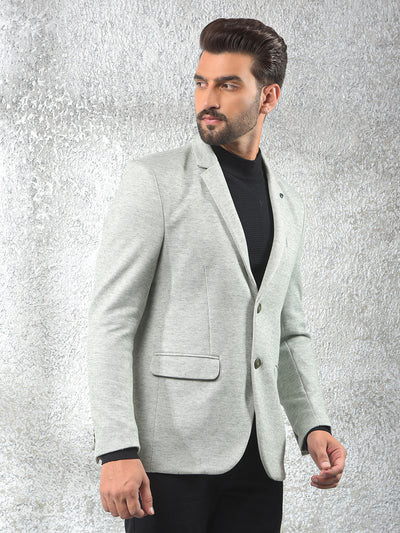 Green Notched Lapel Single-Breasted Blazer