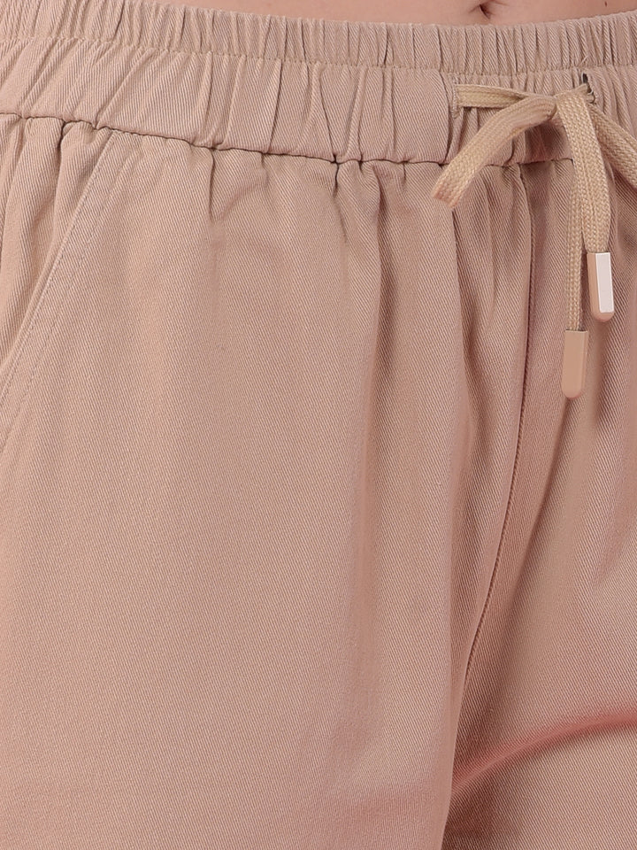 Beige Loose Fit Cargo Trousers