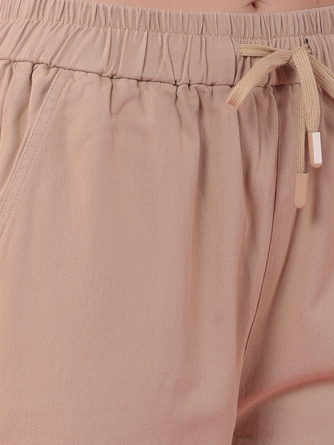 Beige Loose Fit Cargo Trousers